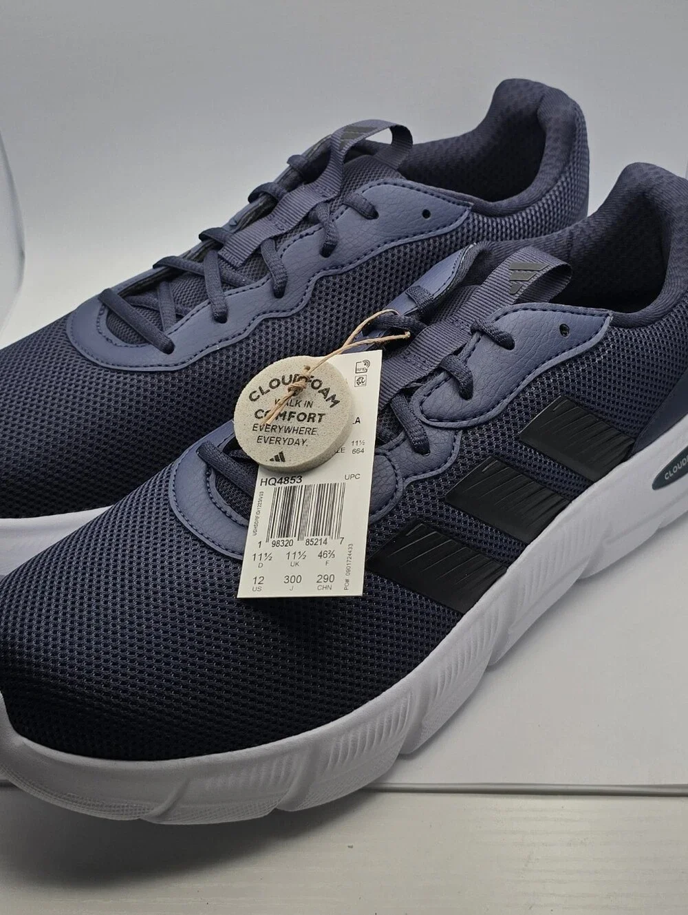 adidas Men's Navy Blue and Black Cloudfoam Flex Sneakers
